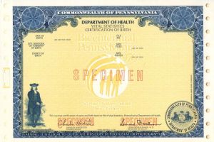 Department of Health Vital Statistics Certificate of Birth